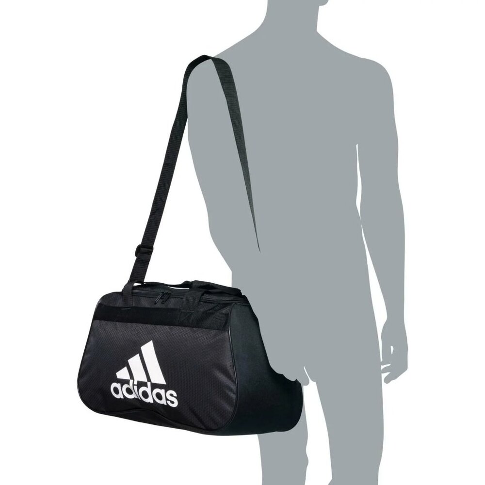 Adidas Diablo Small II Duffel Bag Gym Travel Pink Logo Gray Unisex Carry On NEW - Picture 4 of 4